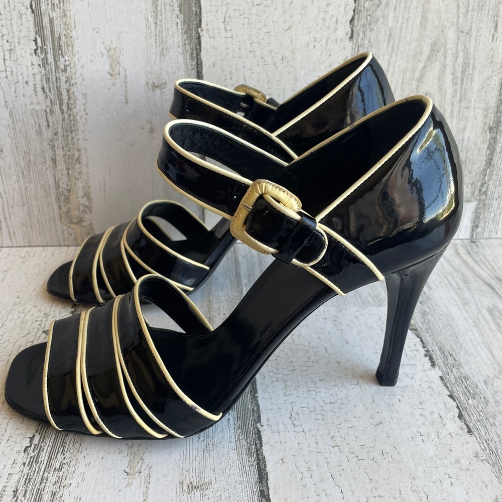 PRADA HEELS SIZE 7.5 EU 37.5 MARY JANE SCHOOLGIRL ANKLE STRAP BLACK PATE…